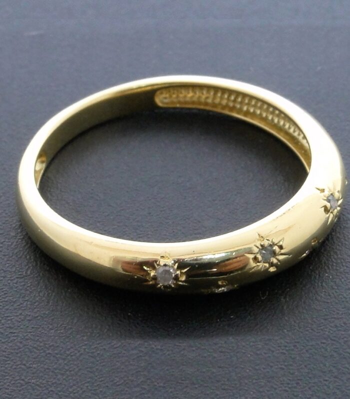 Anel Estrelas de Prata com Acabamento em Ouro Amarelo e 6 Diamantes