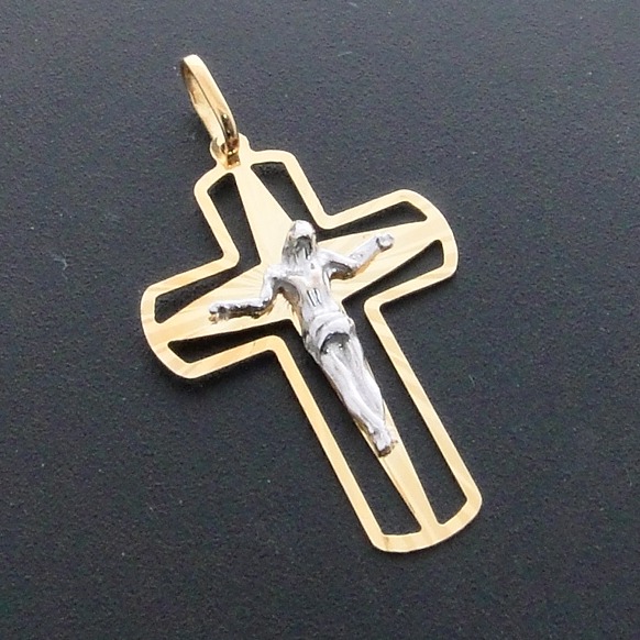 Pingente Crucifixo em Ouro 2 Cores